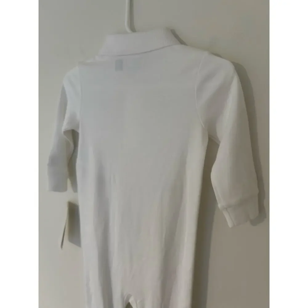 NWT Ralph Lauren Polo Baby Embroidered Cotton Coverall Baby Boy Collared White